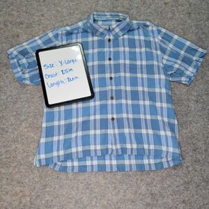Tommy Bahama XL Mens 100% Silk Button‎ Down Shirt Plaid Short Sleeve Relaxed Fit